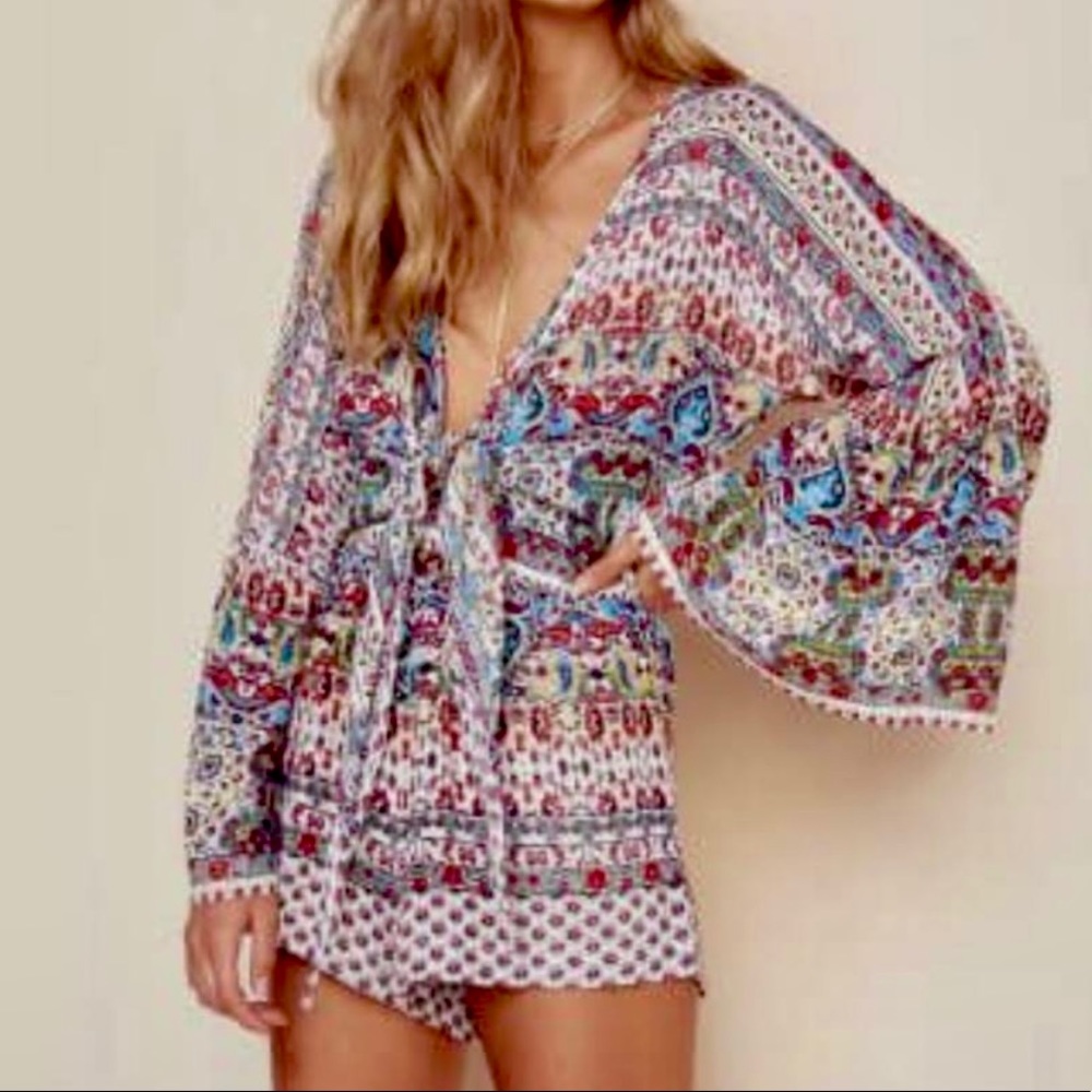 Bohemian Style Multicolored Short Romper - image 8